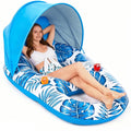 Inflatable Pool Float Lounger with Canopy and Cup Holders T62797