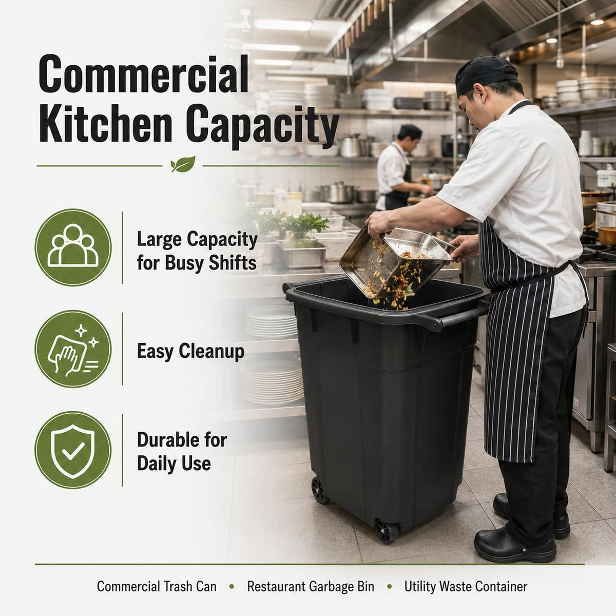 32 Gallon Wheeled Heavy-Duty Outdoor Trash Can A373408