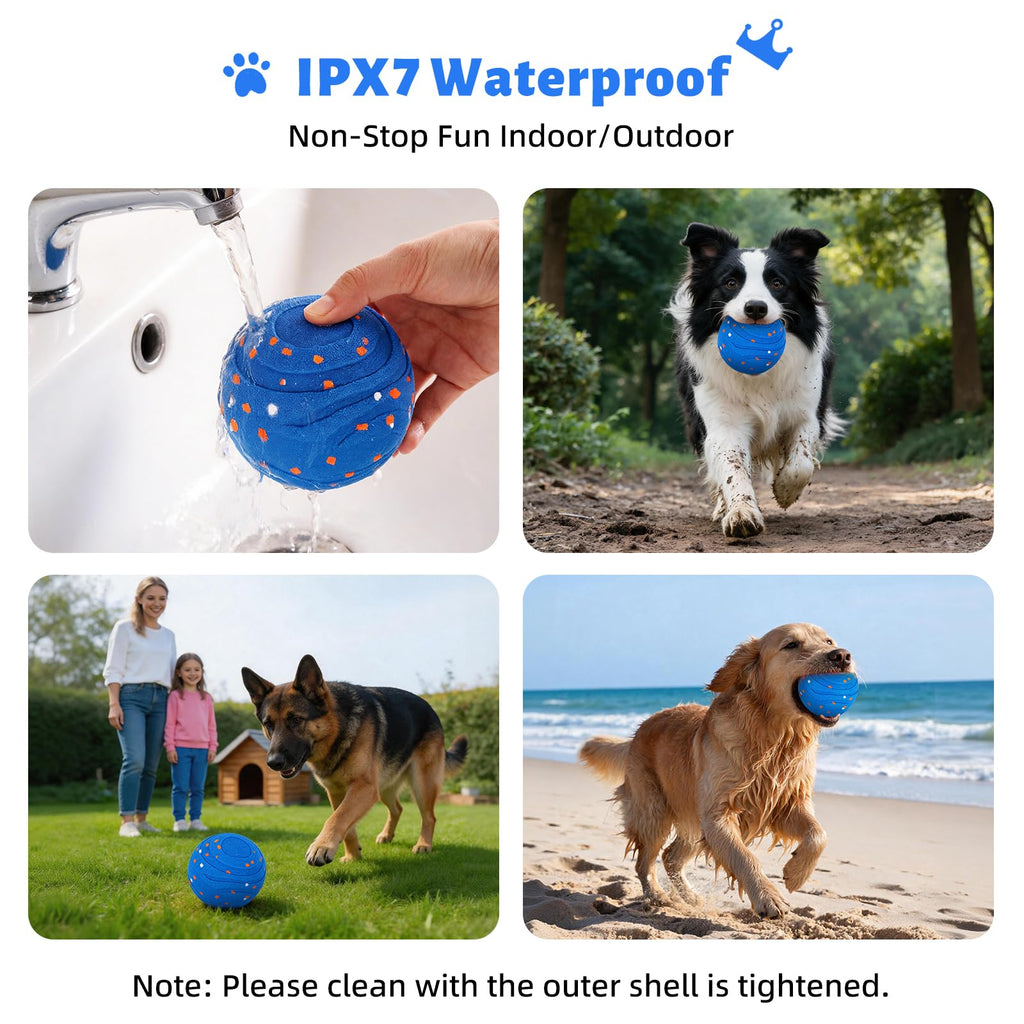 Interactive Dog Toy Ball Automatic Moving Bouncing Rotating E-TPU Waterproof Blue W6436