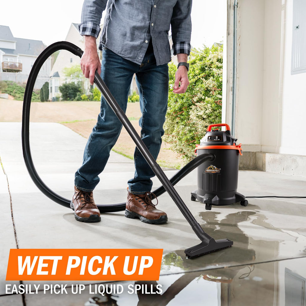 4 Gallon Wet/Dry Vac 2.0 Peak HP Shop Vacuum with Nozzles & Brush G8102