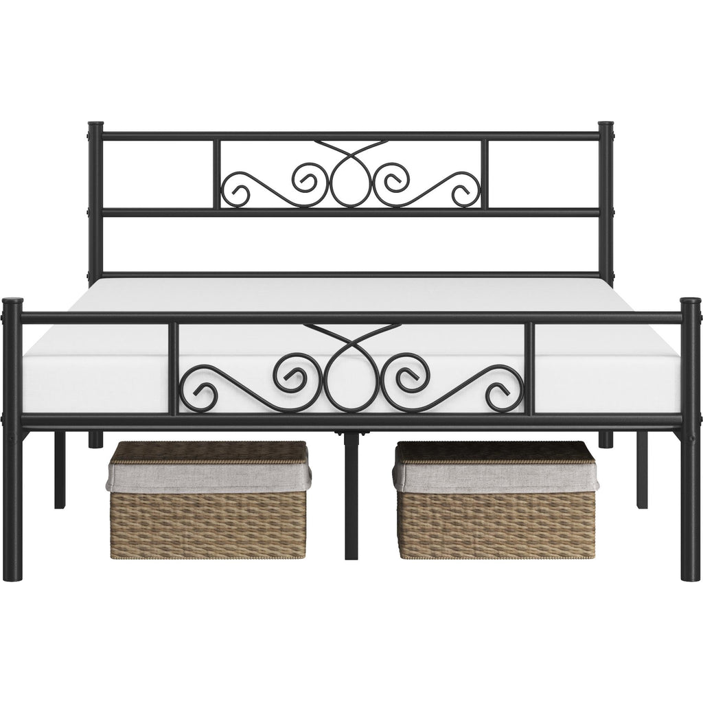 Black Metal Bed Frame with Headboard and Footboard H647865