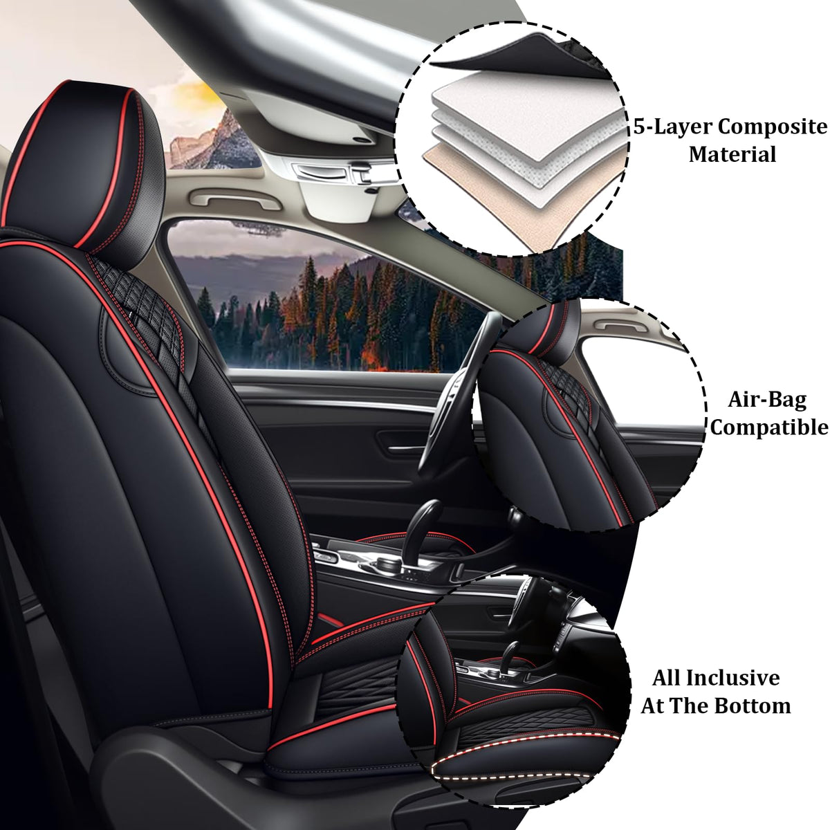 Waterproof Nappa Leather Full Set Car Seat Covers P94260