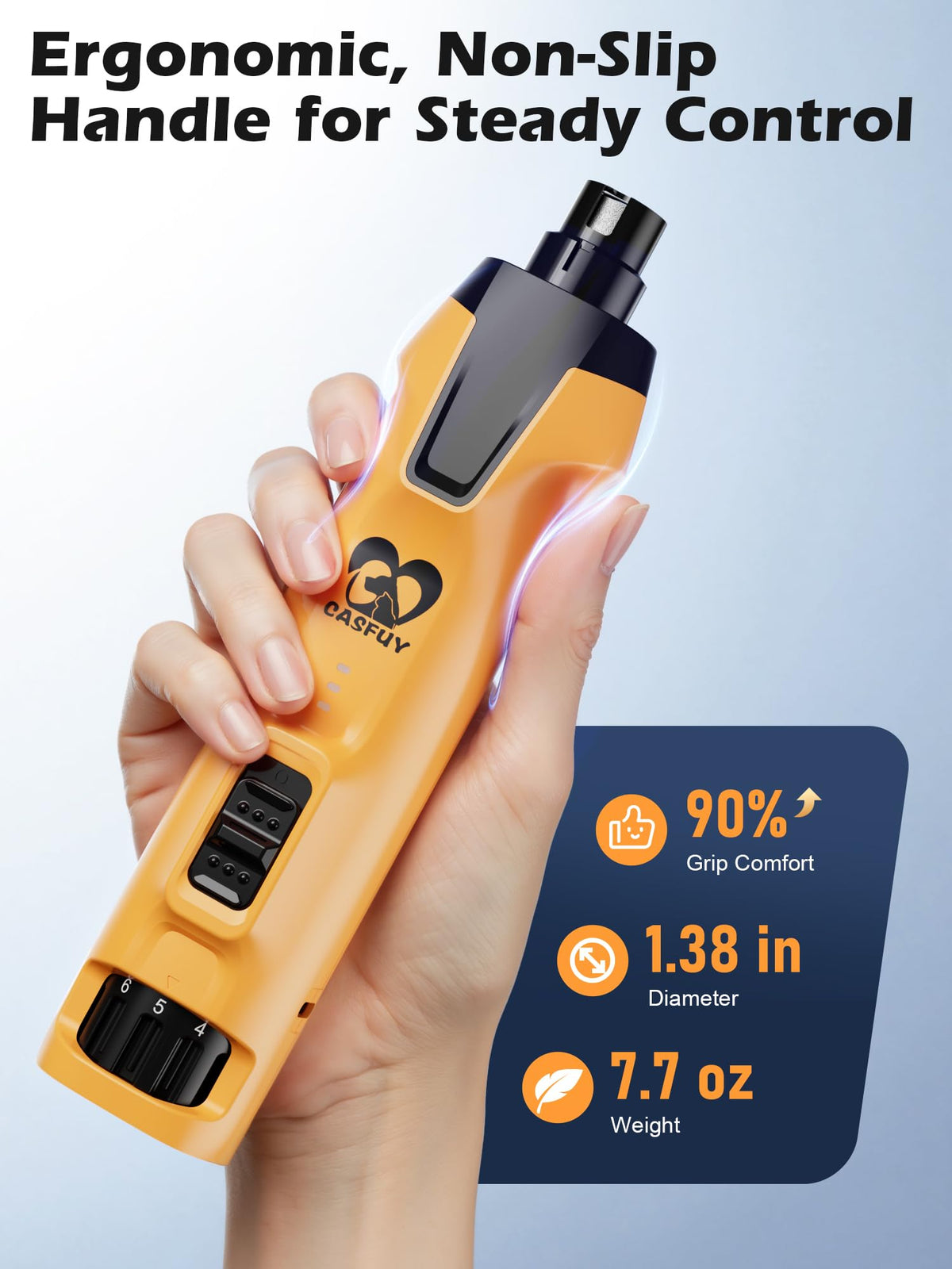 6-Speed Dog Nail Grinder with Dust Cap & 2 LED Lights & 2000mAh Battery F723