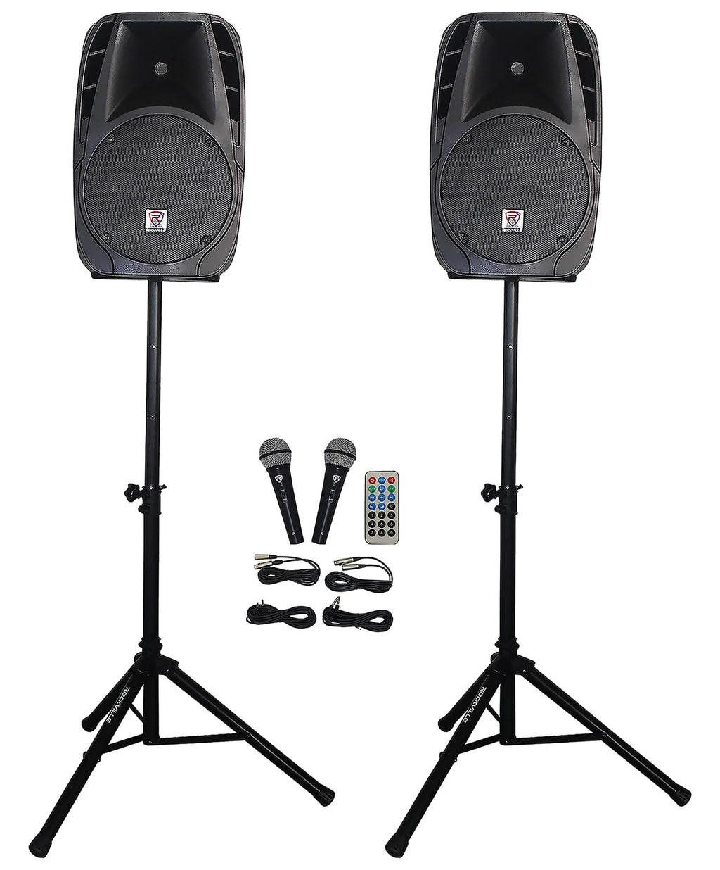 12" Passive PA Speaker System with Metal Wired Mics and Stands C421943