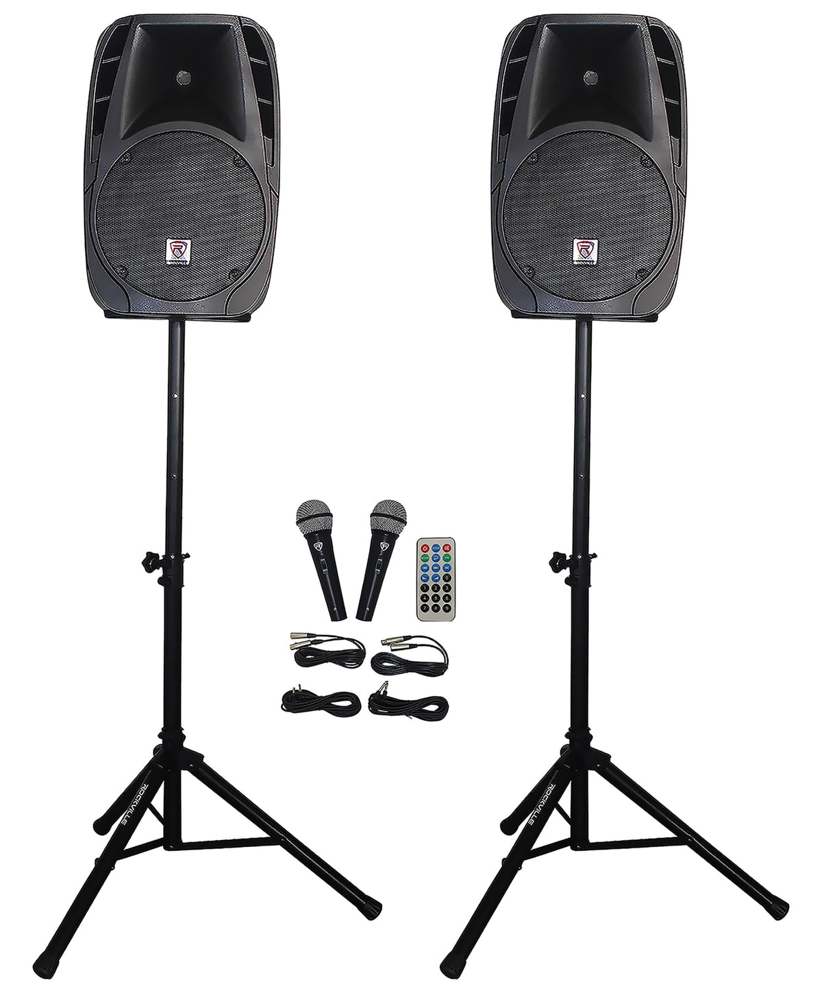 12" Passive PA Speaker System with Metal Wired Mics and Stands C421943
