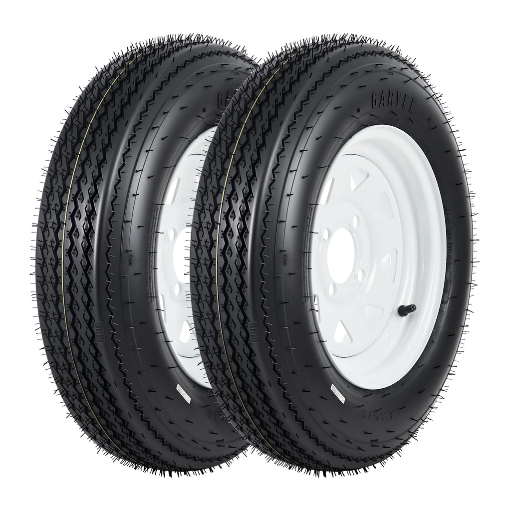 2-Pack Trailer Tires on Rims 5.30-12 4 Lug White Wheels K668