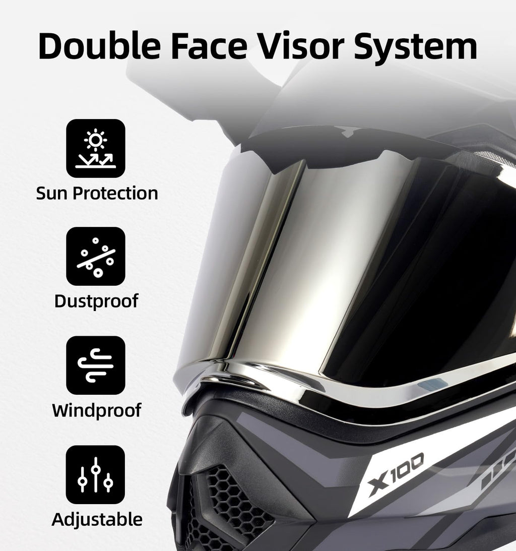DOT Certified Dual Visor Motorcycle Helmet P4807