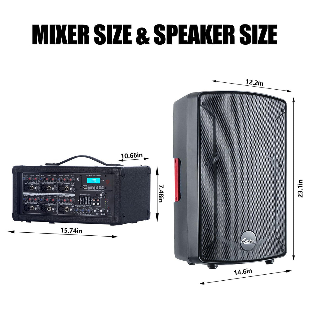 2000W Bluetooth PA System with Powered Mixer Set N701