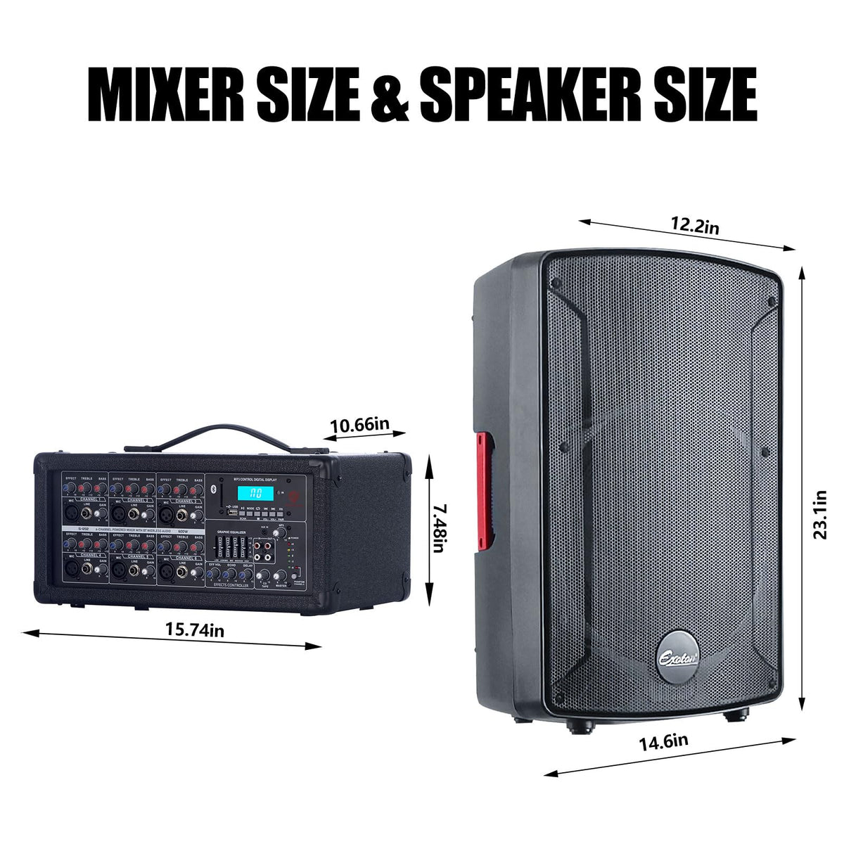 2000W Bluetooth PA System with Powered Mixer Set N701
