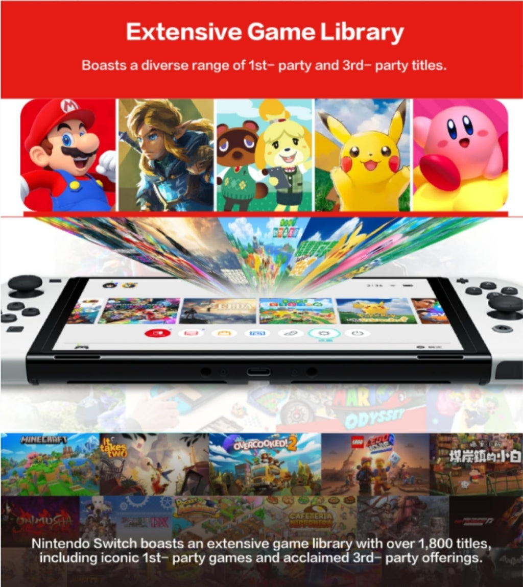 Nintendo Switch OLED Model with Neon Blue and Neon Red Joy-Con and 32GB Micro SD Card E1321