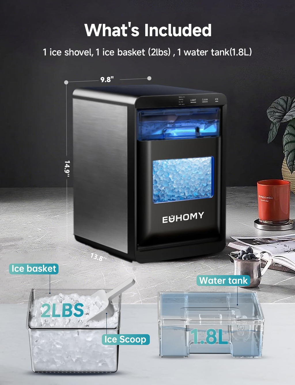 Nugget Ice Maker Countertop, 40lbs/24H, Black V438962