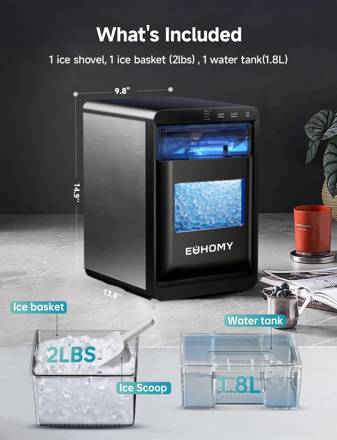 Nugget Ice Maker Countertop, 40lbs/24H, Black V438962