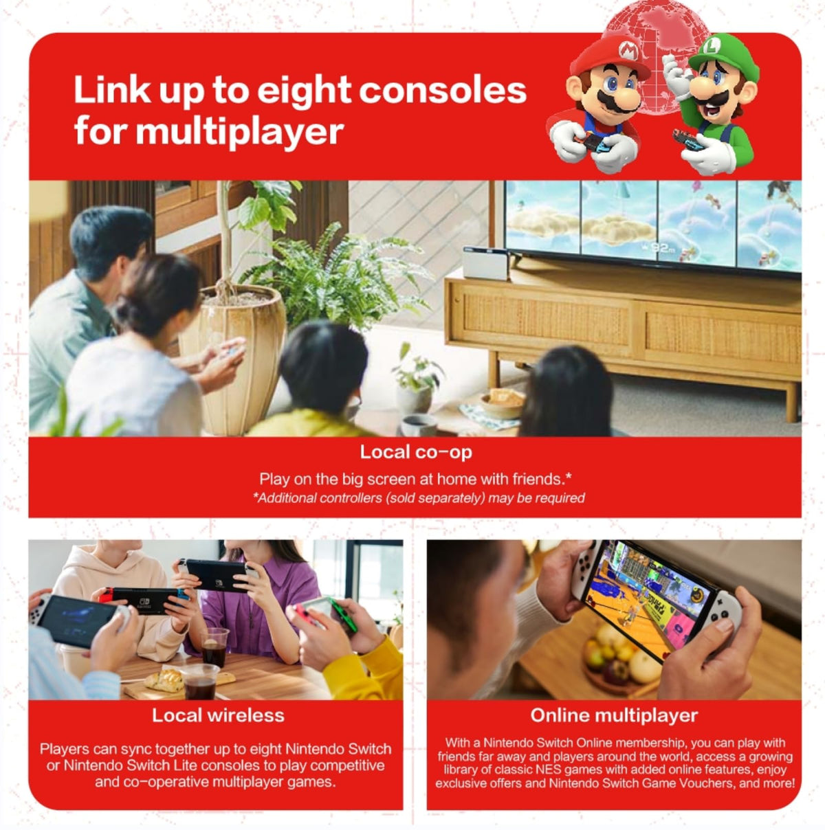 Nintendo Switch OLED Model with Neon Blue and Neon Red Joy-Con and 32GB Micro SD Card E1321