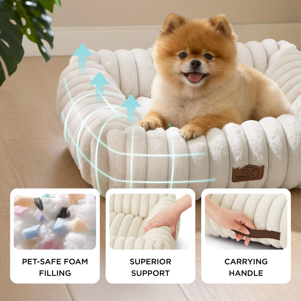 Cream Washable Dog Bed P418