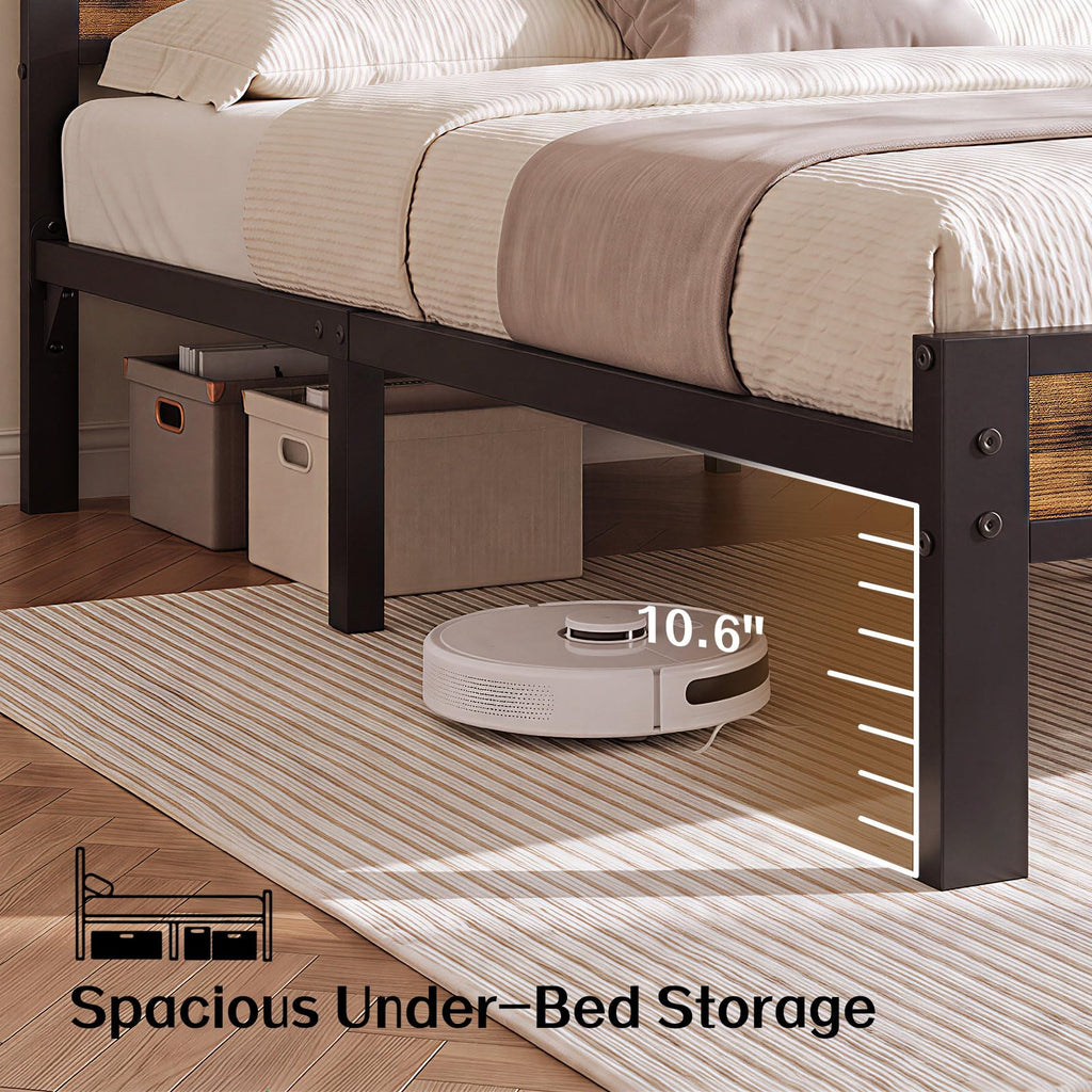 Metal Platform Bed with Charging Station and LED B21553