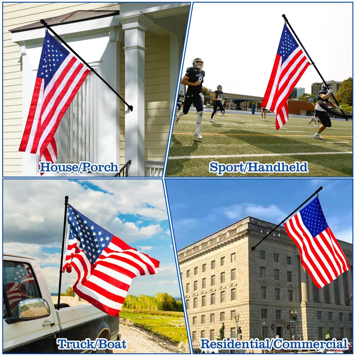Black 5 FT Stainless Steel Wall Mount Flag Pole Kit Z5030
