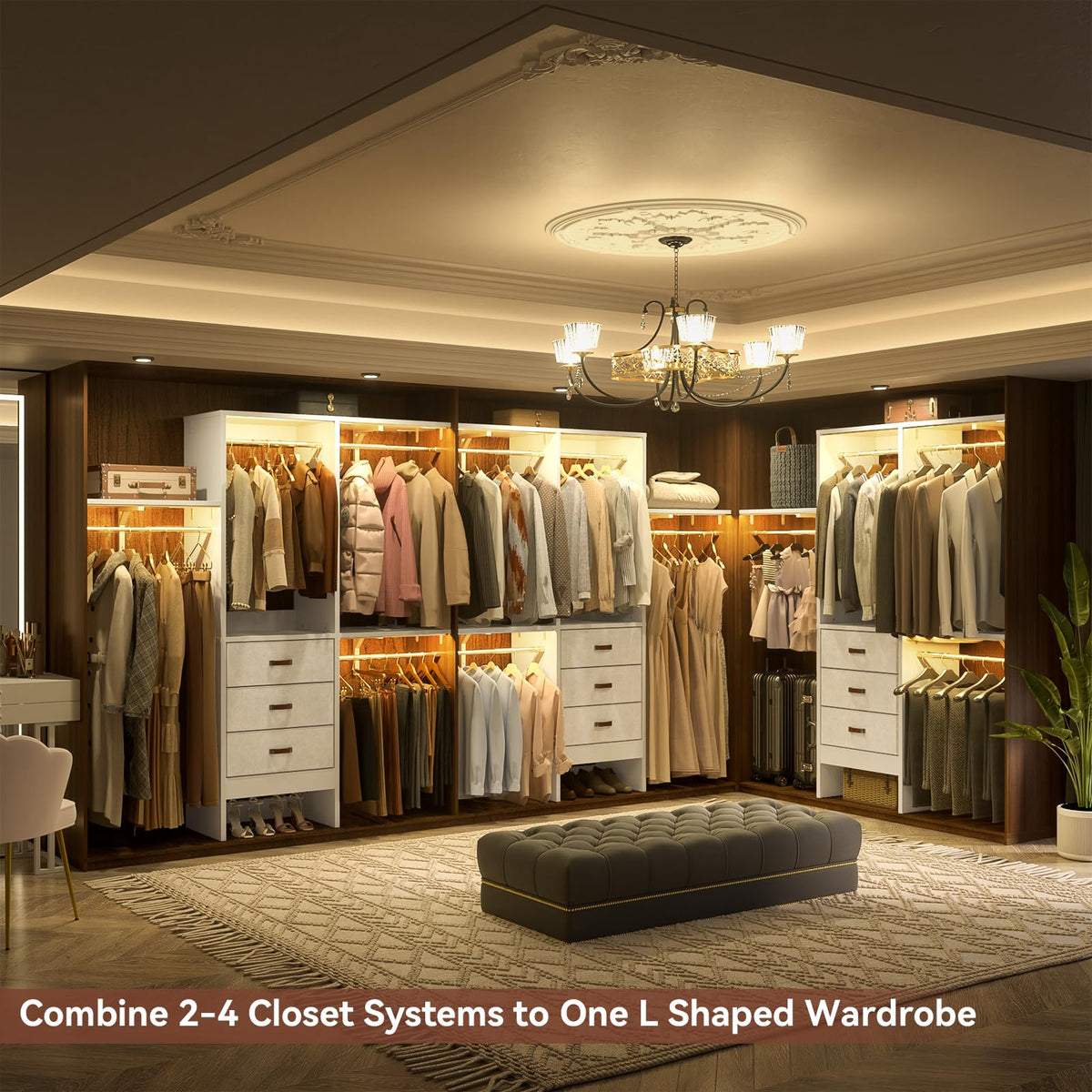 5FT Closet System with 3 Fabric Drawers S3318