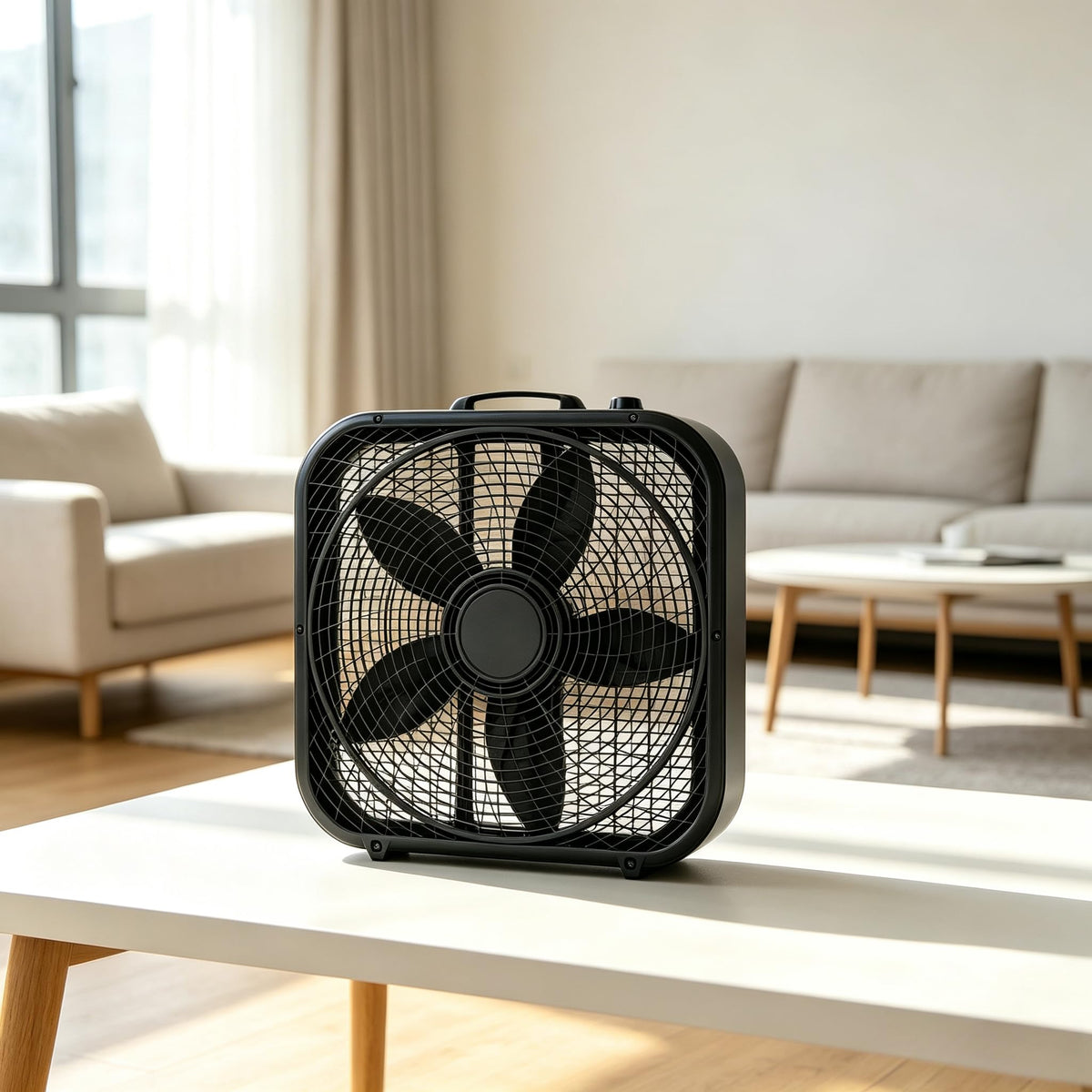 20 Inch Black 3-Speed Box Fan with Handle V488