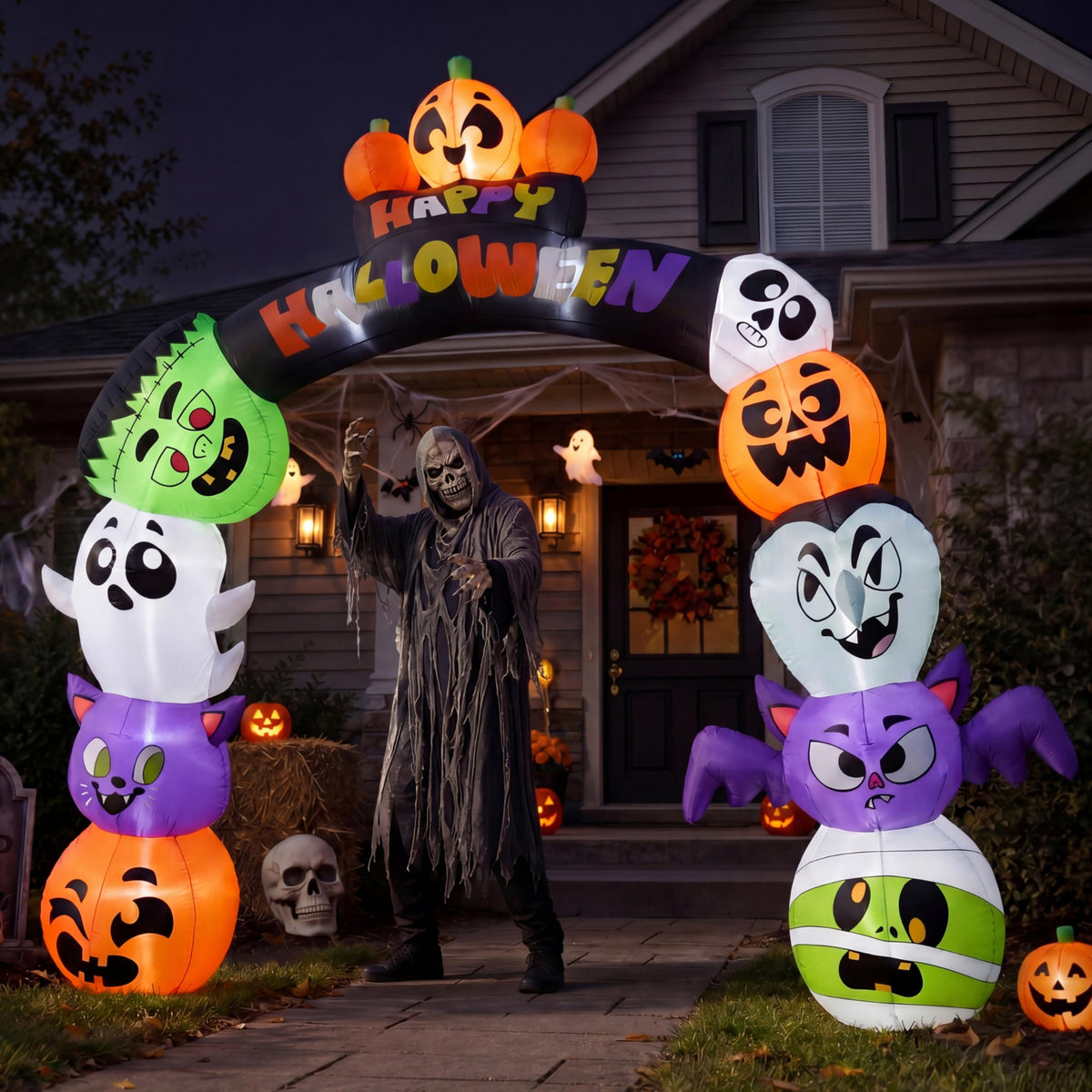 8 FT Halloween Inflatable Pumpkin Archway with LED Lights U822885