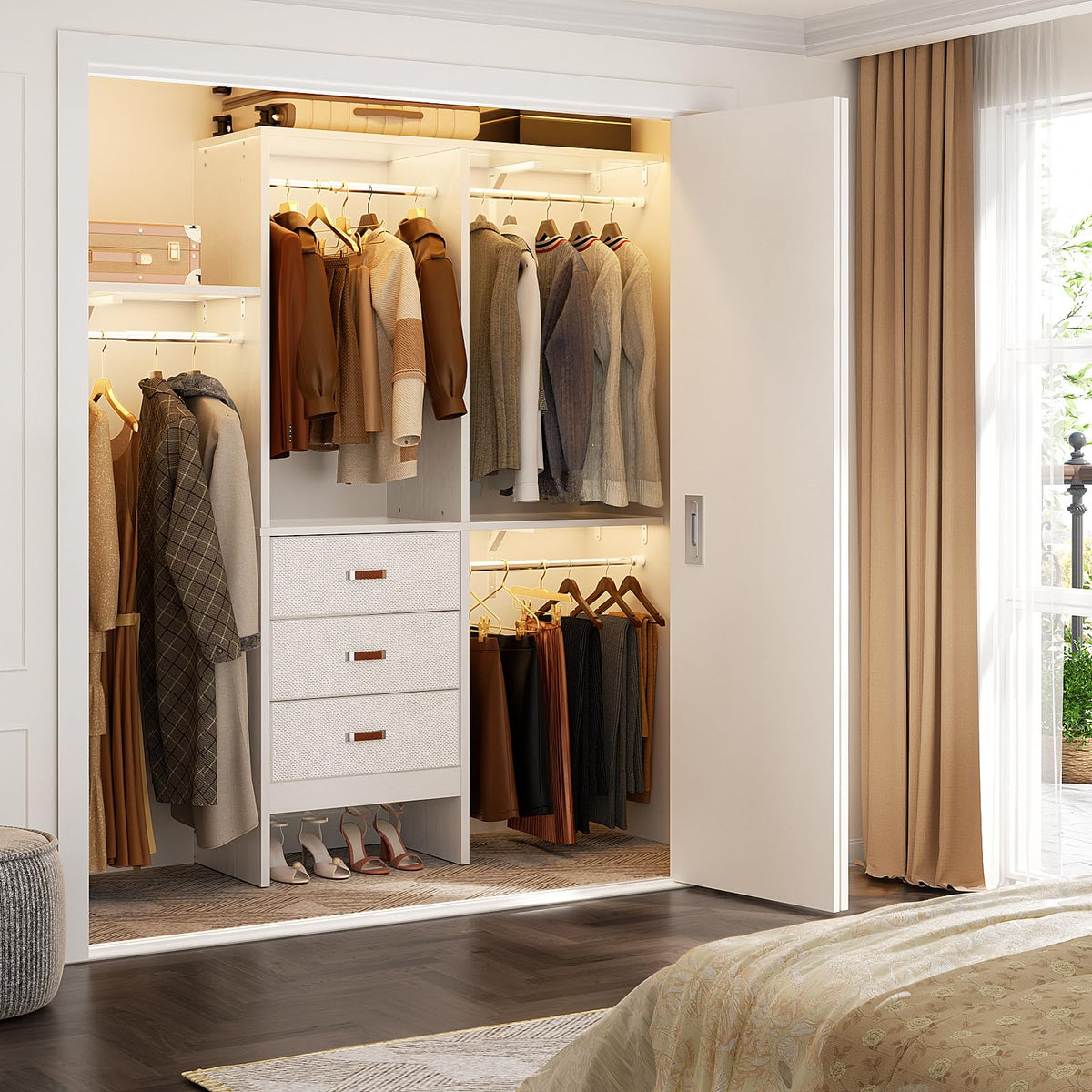5FT Closet System with 3 Fabric Drawers S3318