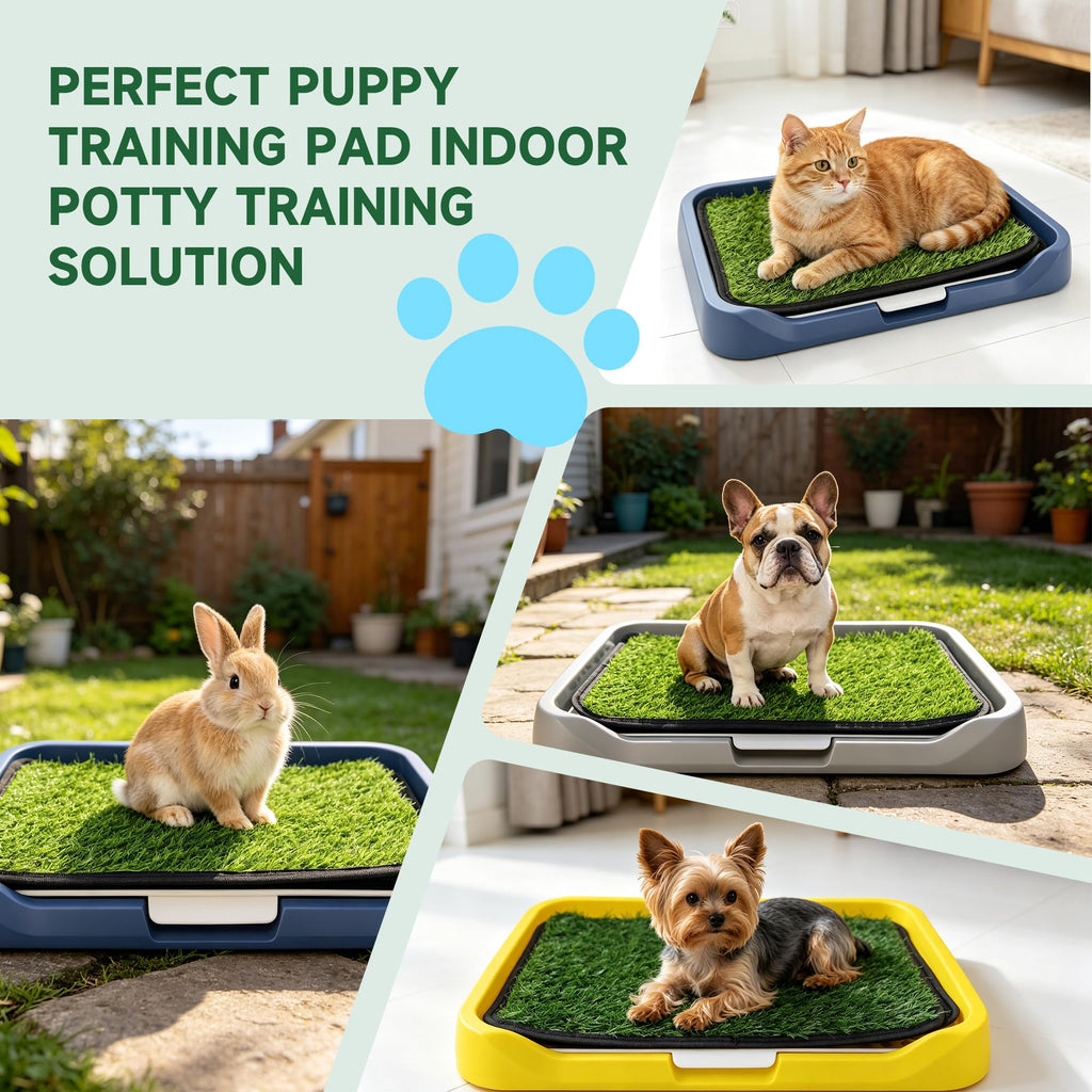 2Pack 18"x14" Artificial Dog Grass Potty Pad with Tray Y140