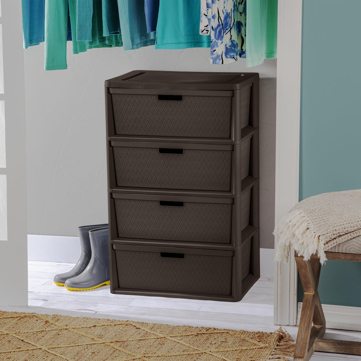 4 Drawer Plastic Storage Organizer Brown Z795