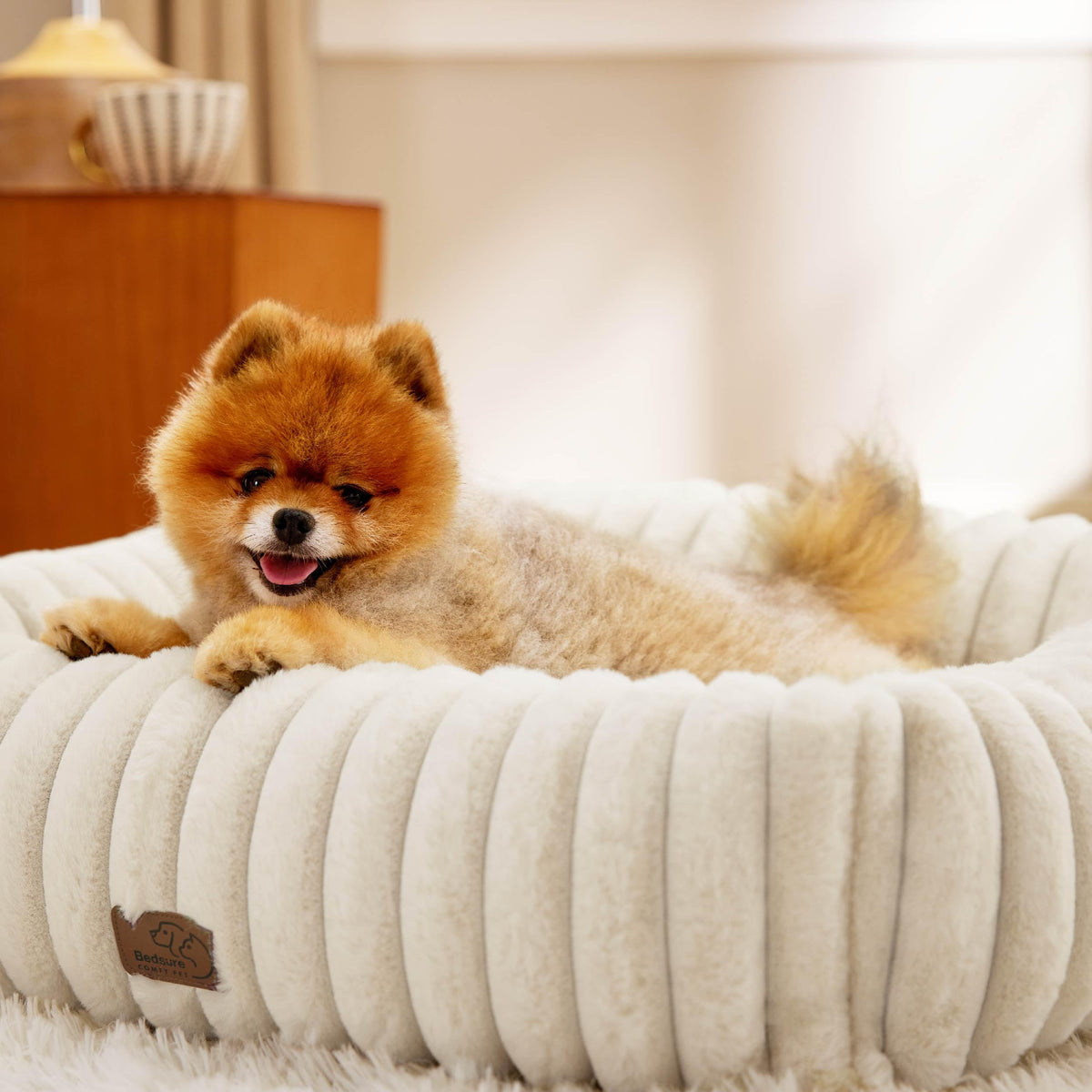 Cream Washable Dog Bed P418