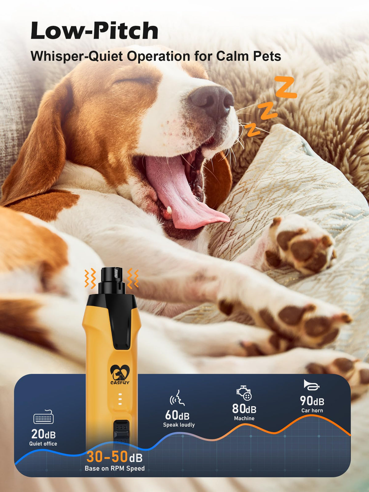 6-Speed Dog Nail Grinder with Dust Cap & 2 LED Lights & 2000mAh Battery F723