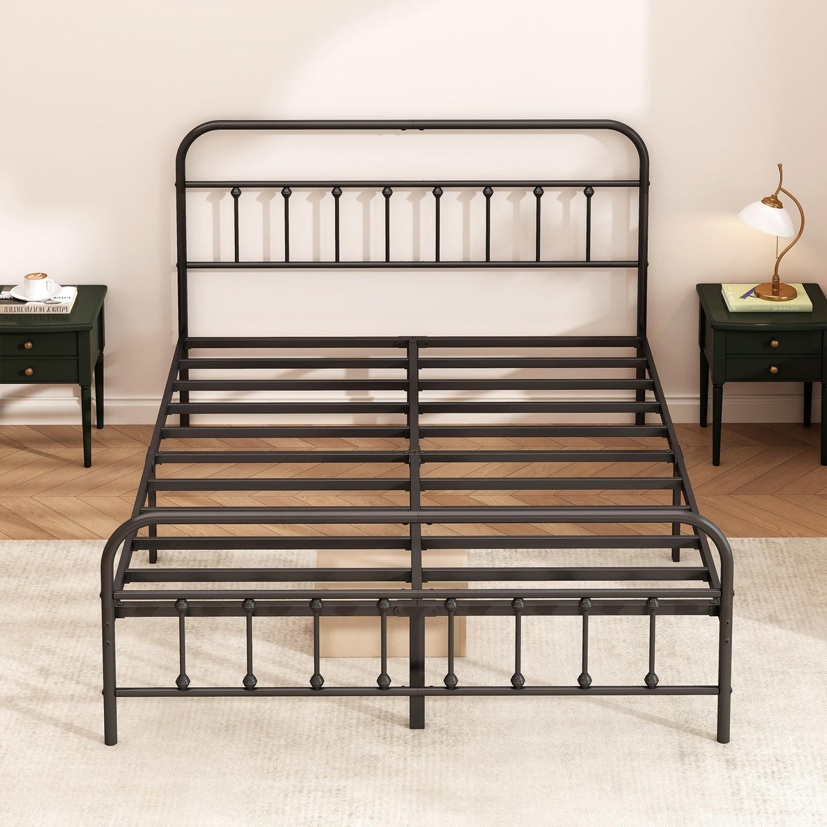 Queen Size Black Metal Bed Frame B337