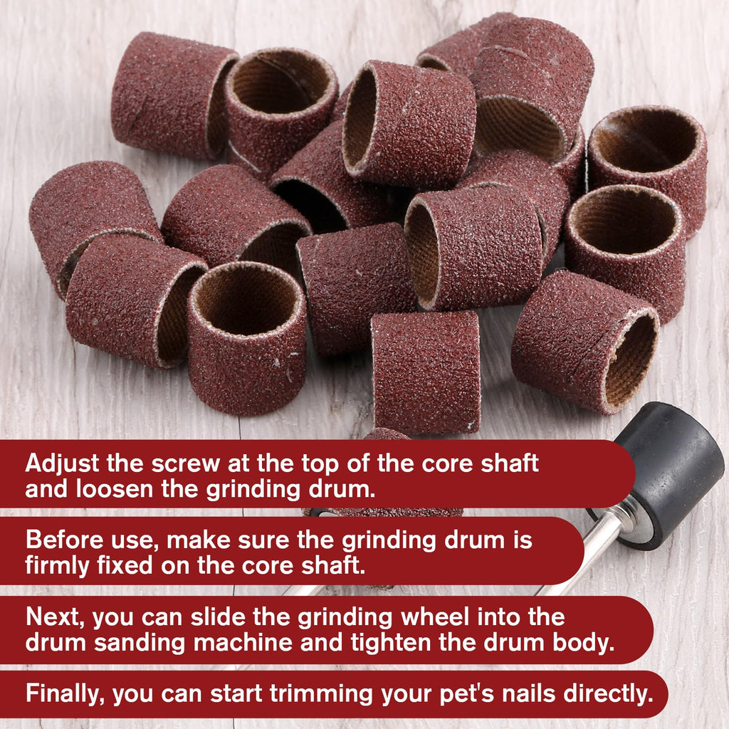 22Pcs Dog Nail Grinder Sanding Bands and Drums Replacement Kit L91645