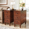 Solid Wood End Table Set of 2 with Drawers X3568