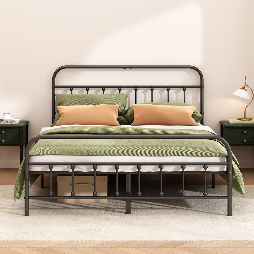Queen Size Black Metal Bed Frame B337