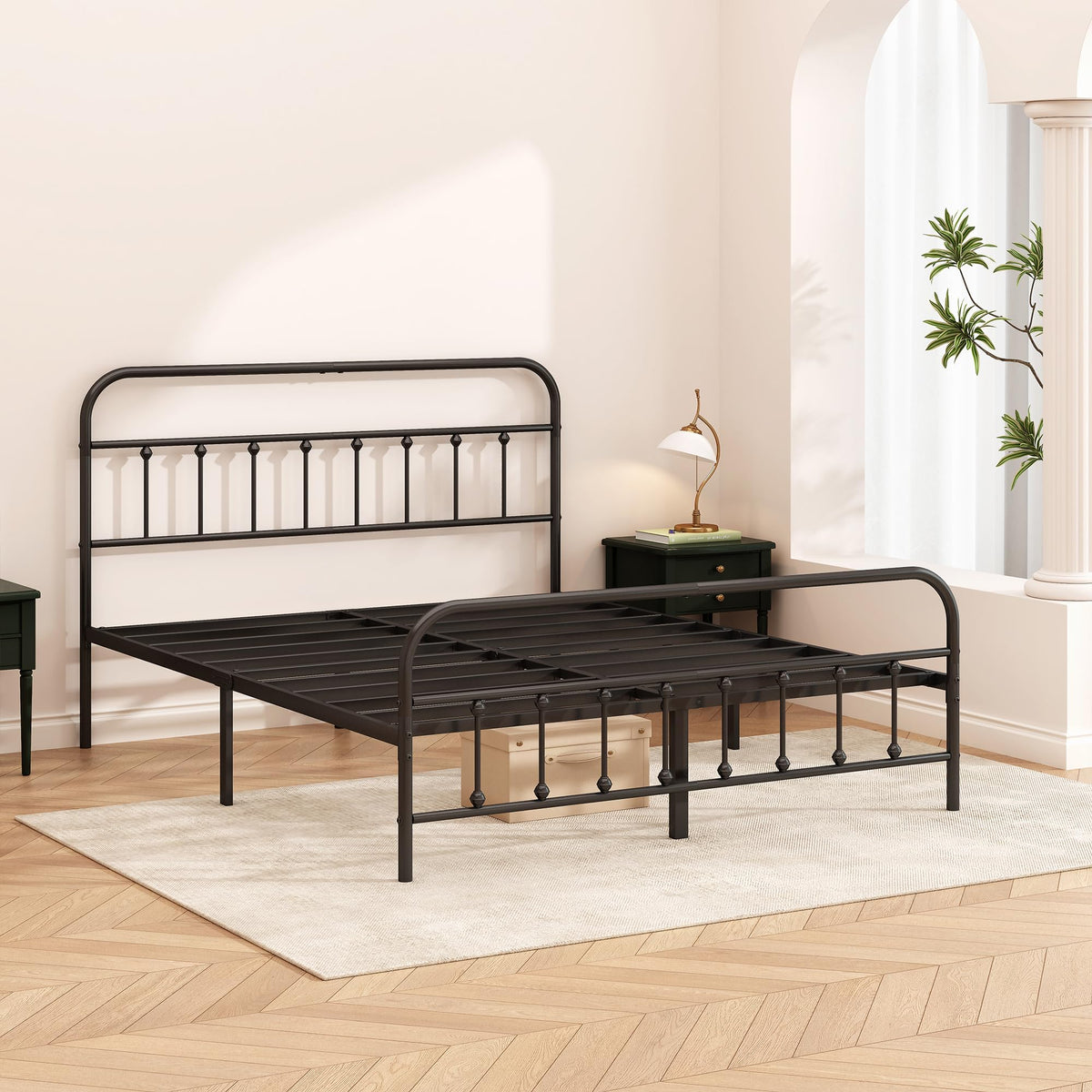Queen Size Black Metal Bed Frame B337