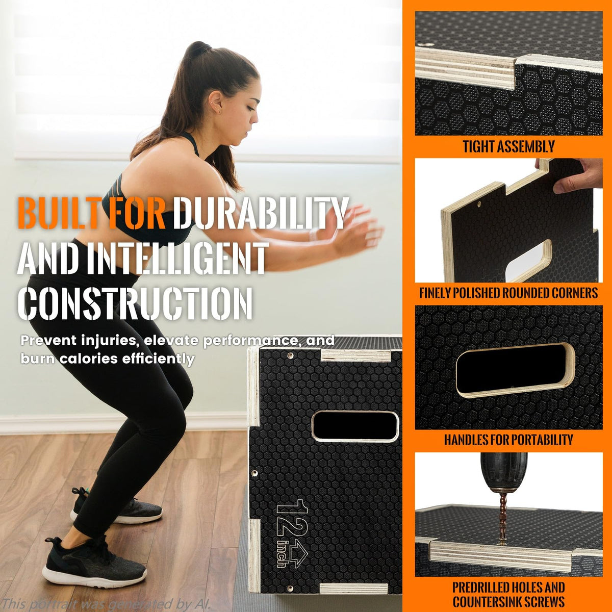 3-in-1 Non-Slip Wood Plyo Box Q61195