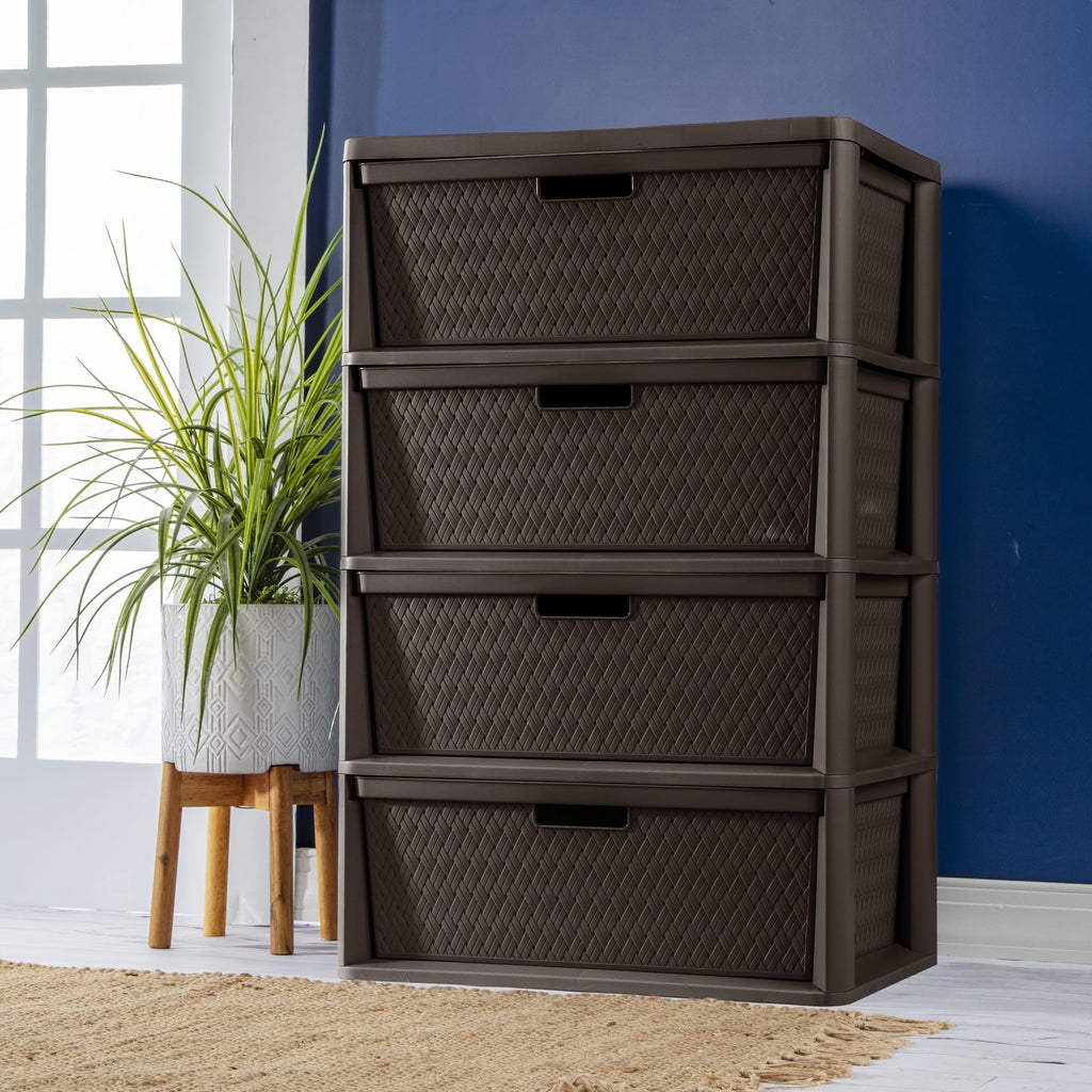 4 Drawer Plastic Storage Organizer Brown Z795
