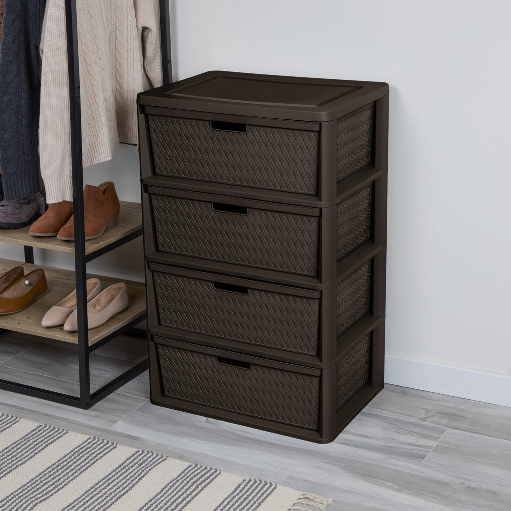 4 Drawer Plastic Storage Organizer Brown Z795
