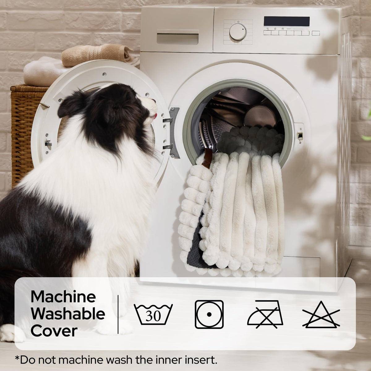 Cream Washable Dog Bed P418