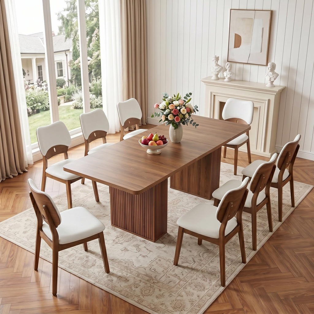 Walnut 9-Piece Extendable Dining Table Set with Storage L667