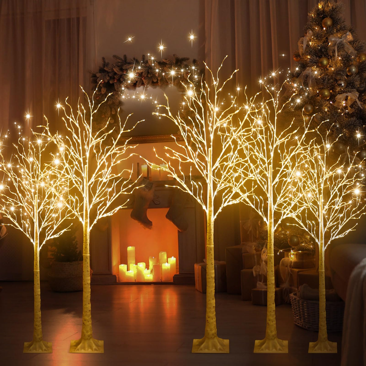 6 Pcs Lighted Birch Tree N764475