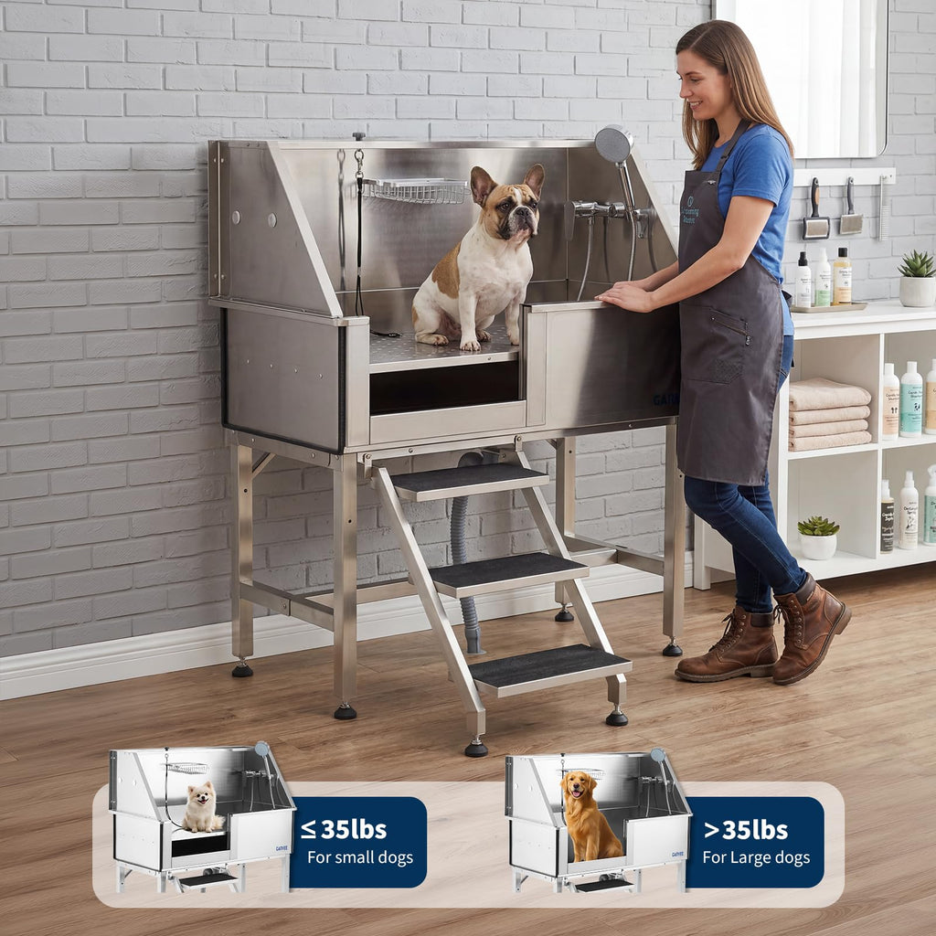 46 Inch Stainless Steel Dog Washing Station with Access Stairs B196