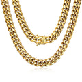 15mm 18k Gold Stainless Steel Cuban Link Chain E767687
