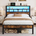 Metal Platform Bed with Charging Station and LED B21553