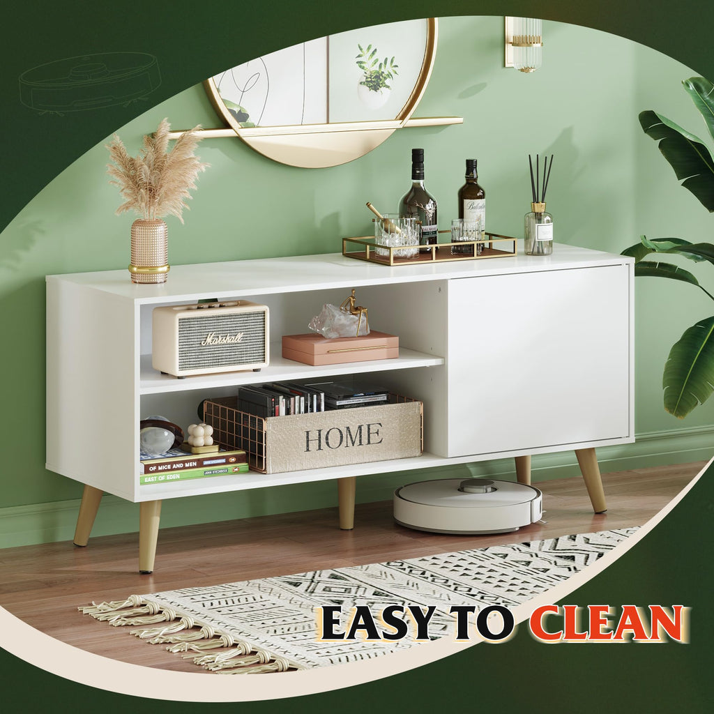 White TV Stand with Storage Cabinet D26593