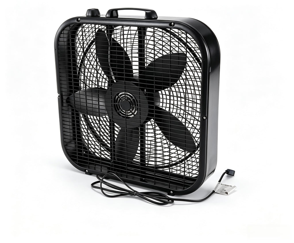 20 Inch Black 3-Speed Box Fan with Handle V488