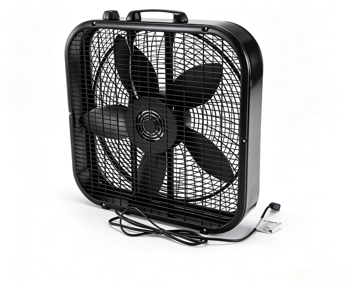 20 Inch Black 3-Speed Box Fan with Handle V488
