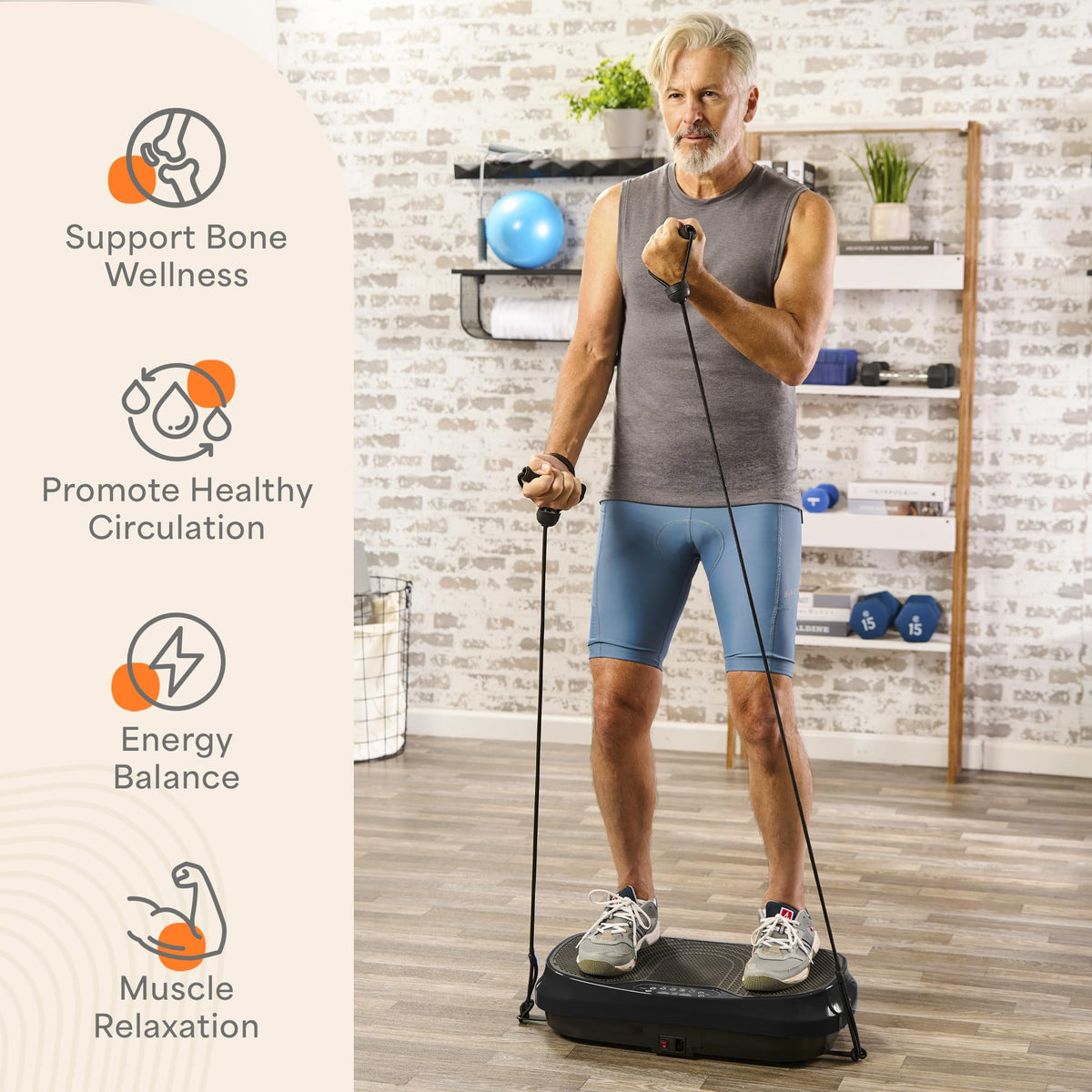 Mini Vibration Plate Exercise Machine with Resistance Bands Y6375