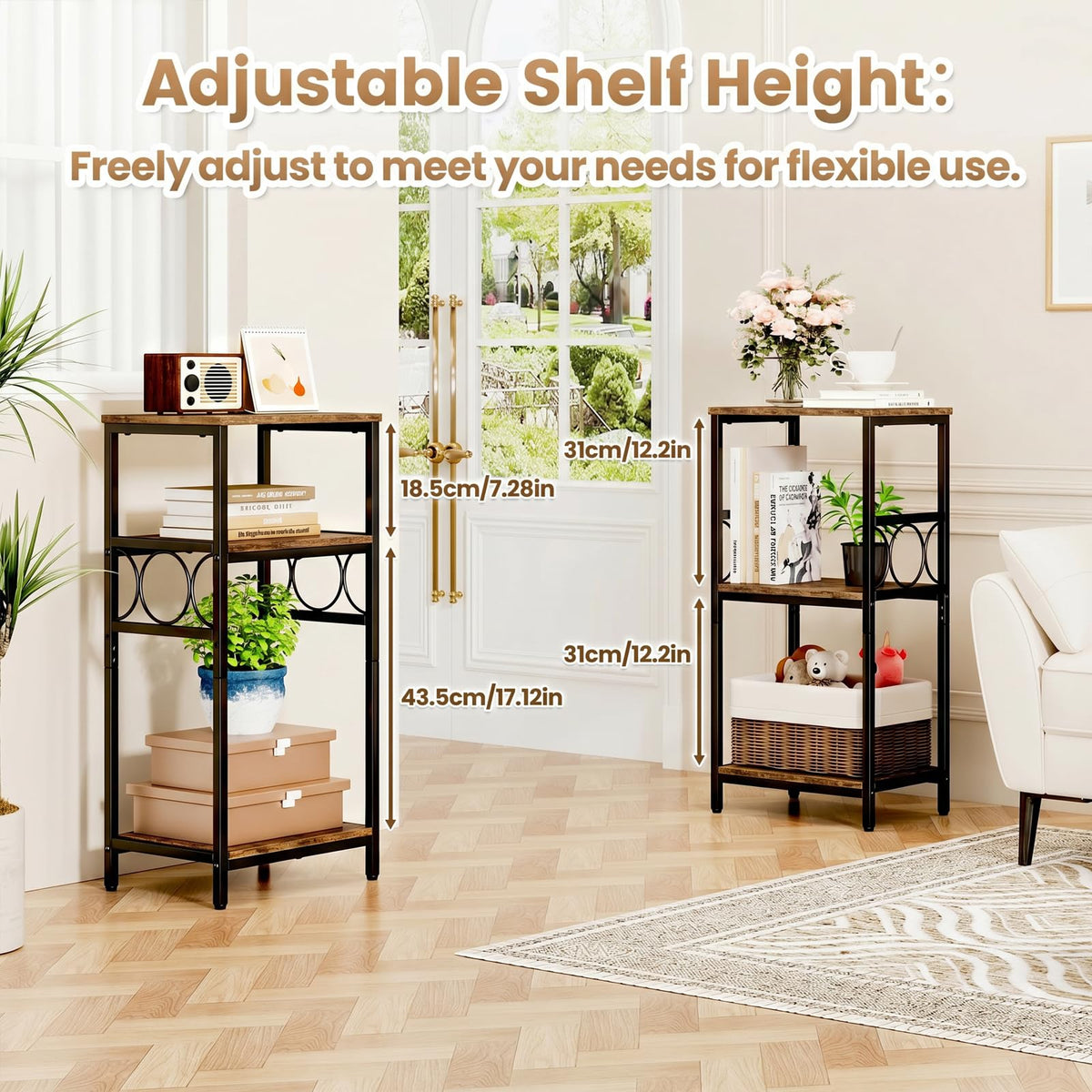 3-Tier Side Table with Adjustable Shelf P765958