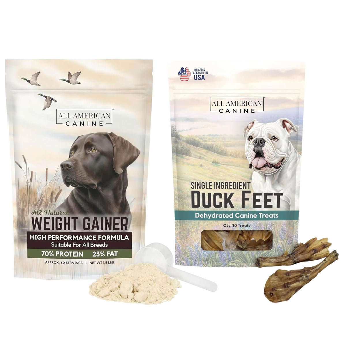 Dog Weight Gainer Powder & Duck Feet Bundle X246660
