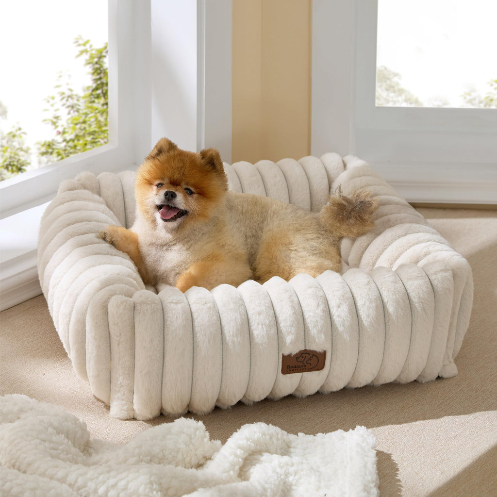 Cream Washable Dog Bed P418