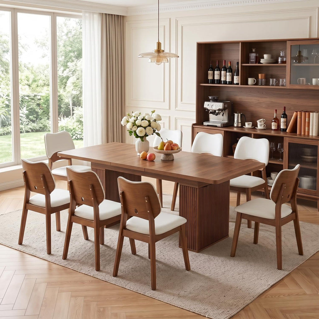 Walnut 9-Piece Extendable Dining Table Set with Storage L667